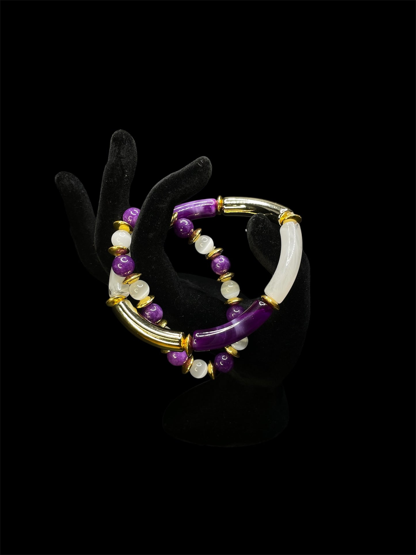Glass Purple & White Bracelet