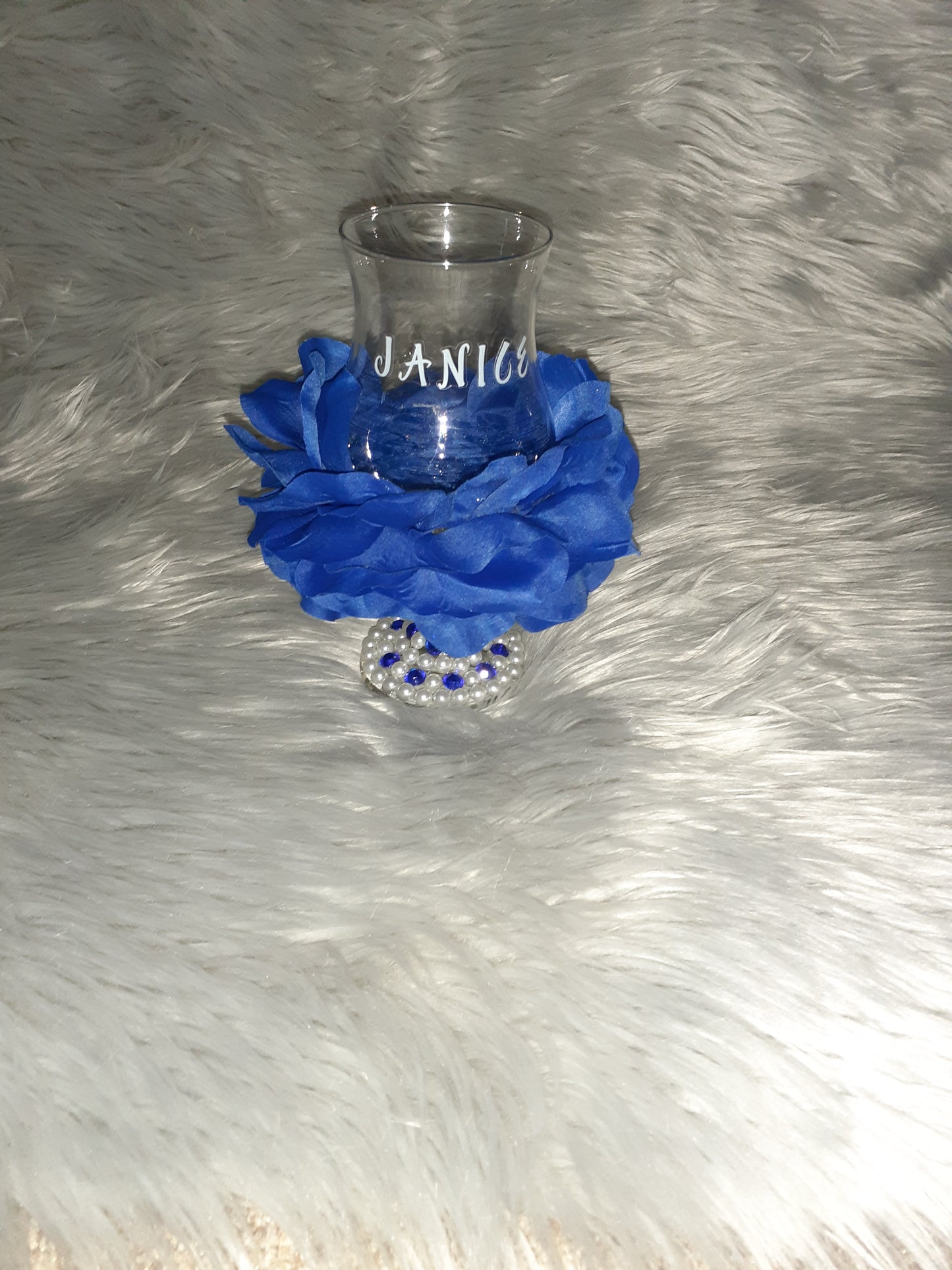 Blooming Blue Flower Wine Glass